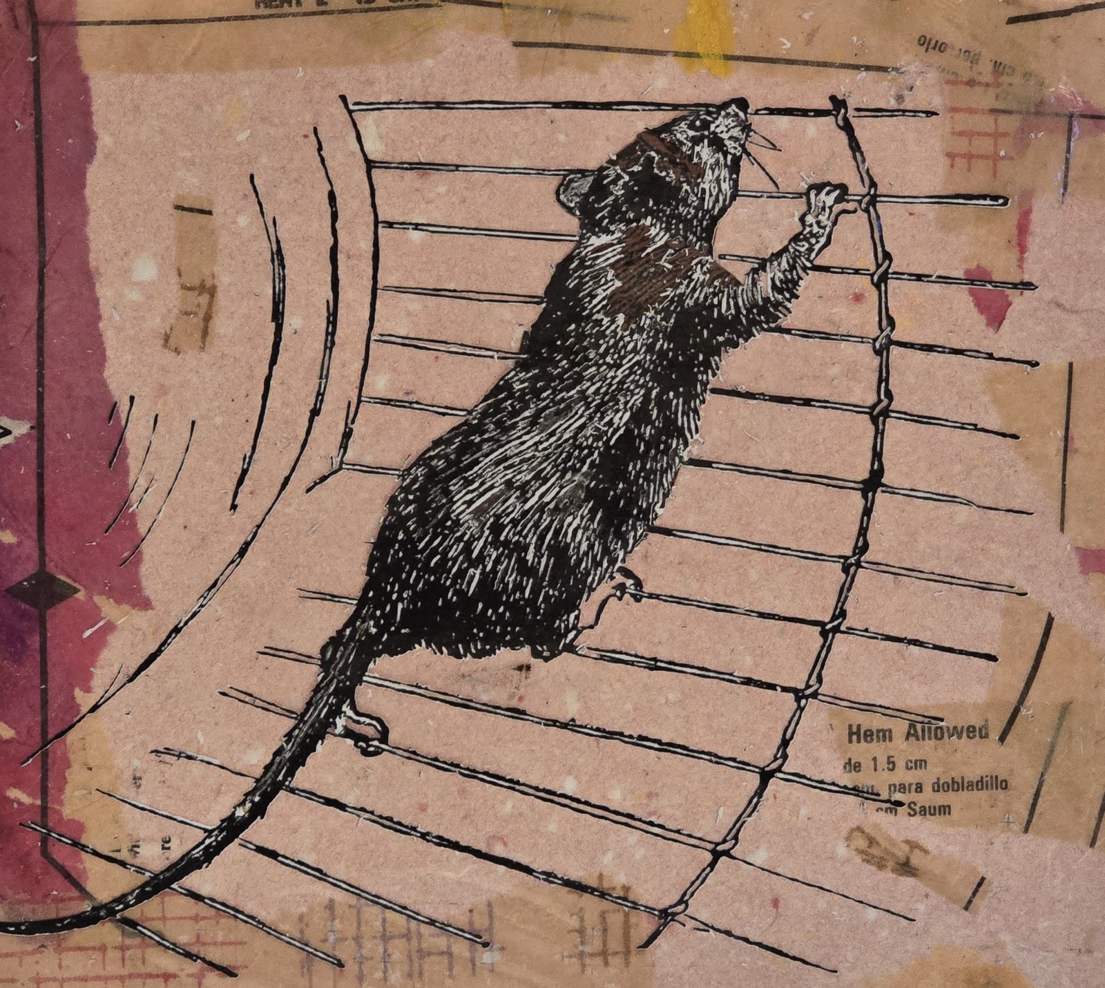 Freedom is the freedom to say that two plus two make four — collage: a rat on a dressmaking pattern